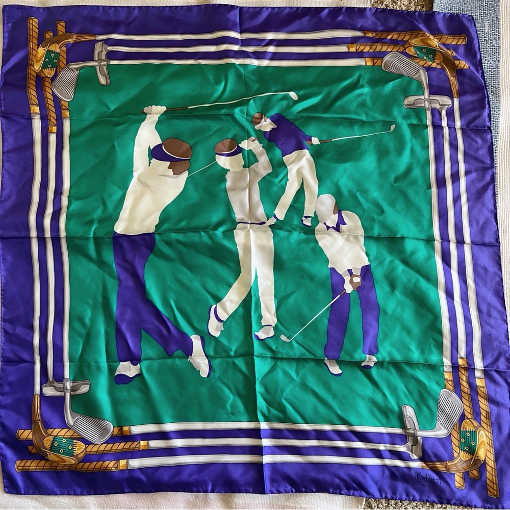 Talbert 100% silk vintage golf county club preppy square Scarf